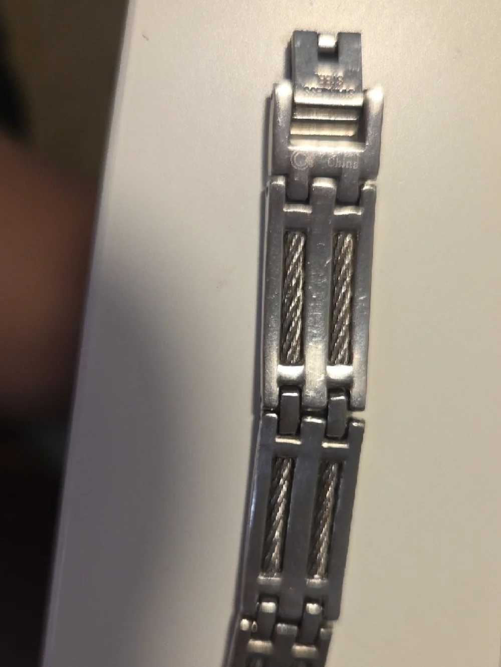 Silver-Tone Stainless Steel  Link Bracelet Unisex 8.5 In